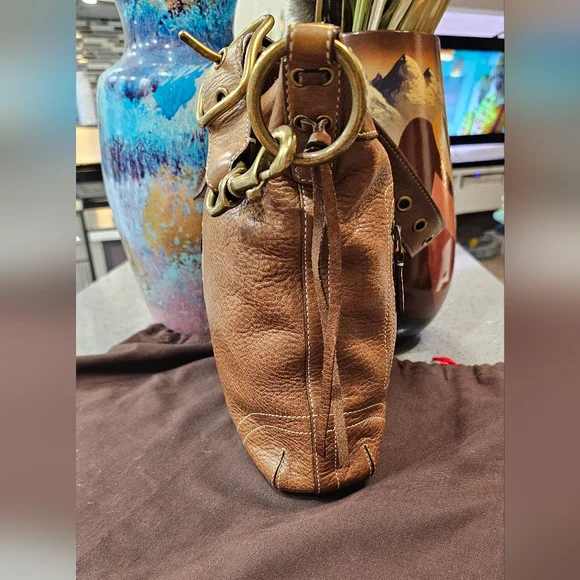 Coach Saddle Brown Vintage Chelsea 10399 Shoulder Bag w/Whipstitch Tassel Detail - Picture 6 of 17